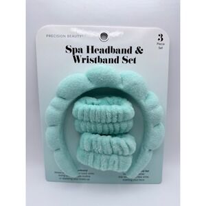 Precision Beauty Spa Headband and Wristband Set 3 Piece Mint Green